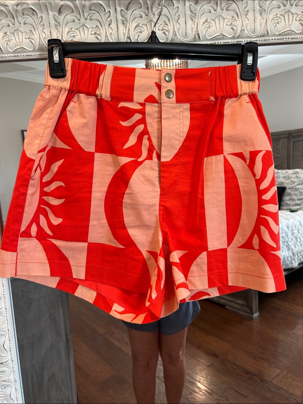 CROSBY by Mollie Burch Red & Peach Geometric Print Shorts